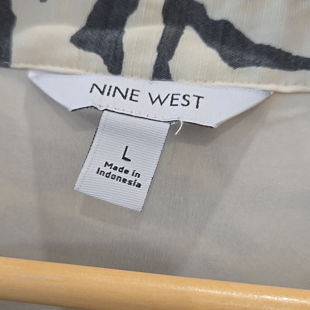 Nine West Black and White Zebra-Print Sleeveless Mini Dress, Waist Tie, L, Lined - Picture 5 of 7
